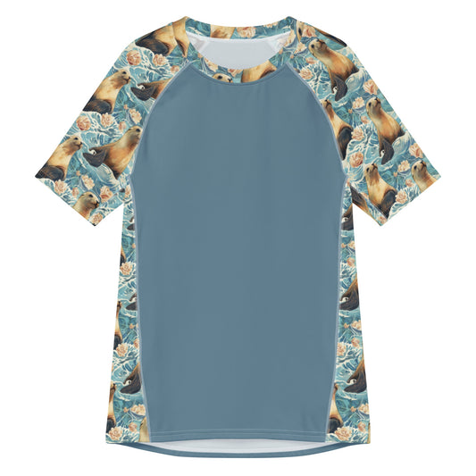 Salinity Swimwear Seaside Sea Lion Men’s Short Sleeve Swim Shirt Rash Guard