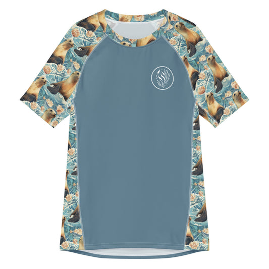 Seaside Sea Lion Men’s Short Sleeve Swim Shirt - Salinity Swimwear