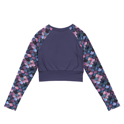 Salinity Swimwear Shadowy Sea Siren Long Sleeve Eco Cropped Rash Guard Solid Cropped Rash Guard