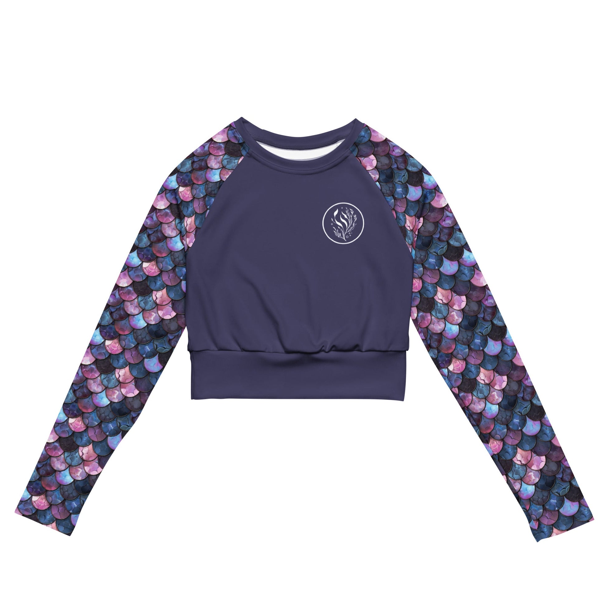 Salinity Swimwear Shadowy Sea Siren Long Sleeve Eco Cropped Rash Guard Solid Cropped Rash Guard