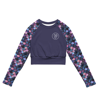 Salinity Swimwear Shadowy Sea Siren Long Sleeve Eco Cropped Rash Guard Solid Cropped Rash Guard