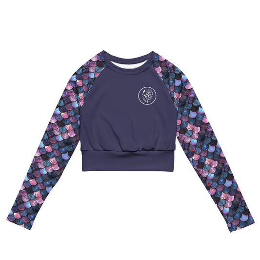 Salinity Swimwear Shadowy Sea Siren Long Sleeve Eco Cropped Rash Guard Solid Cropped Rash Guard