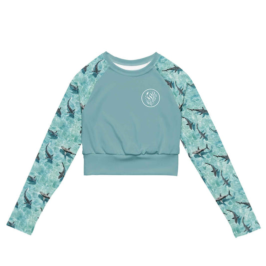 Salinity Swimwear Shark Watch Eco Cropped Rash Guard Solid Cropped Rash Guard