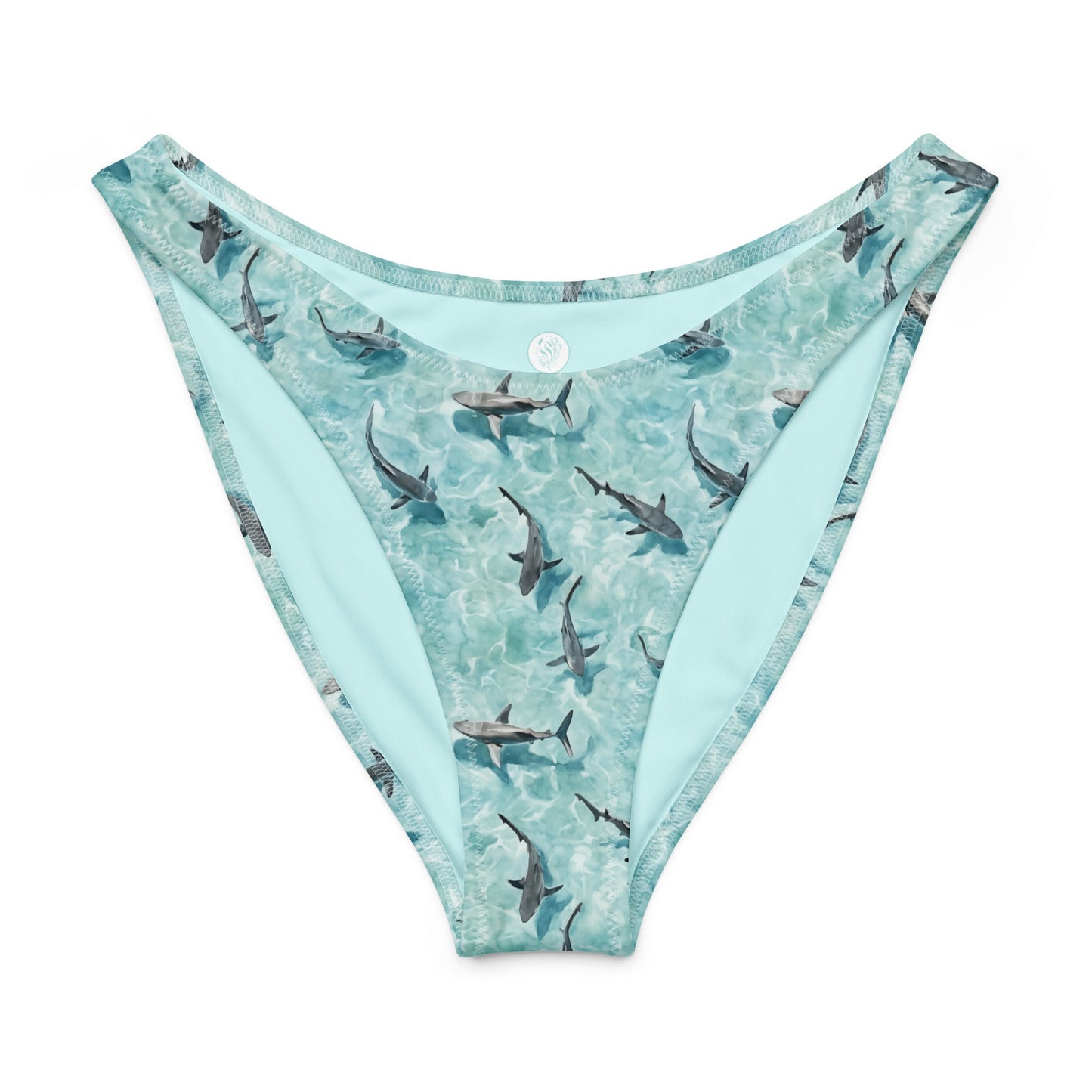 Salinity Swimwear Shark Watch Eco High - Leg Cheeky Bikini Bottom Bikini Bottom