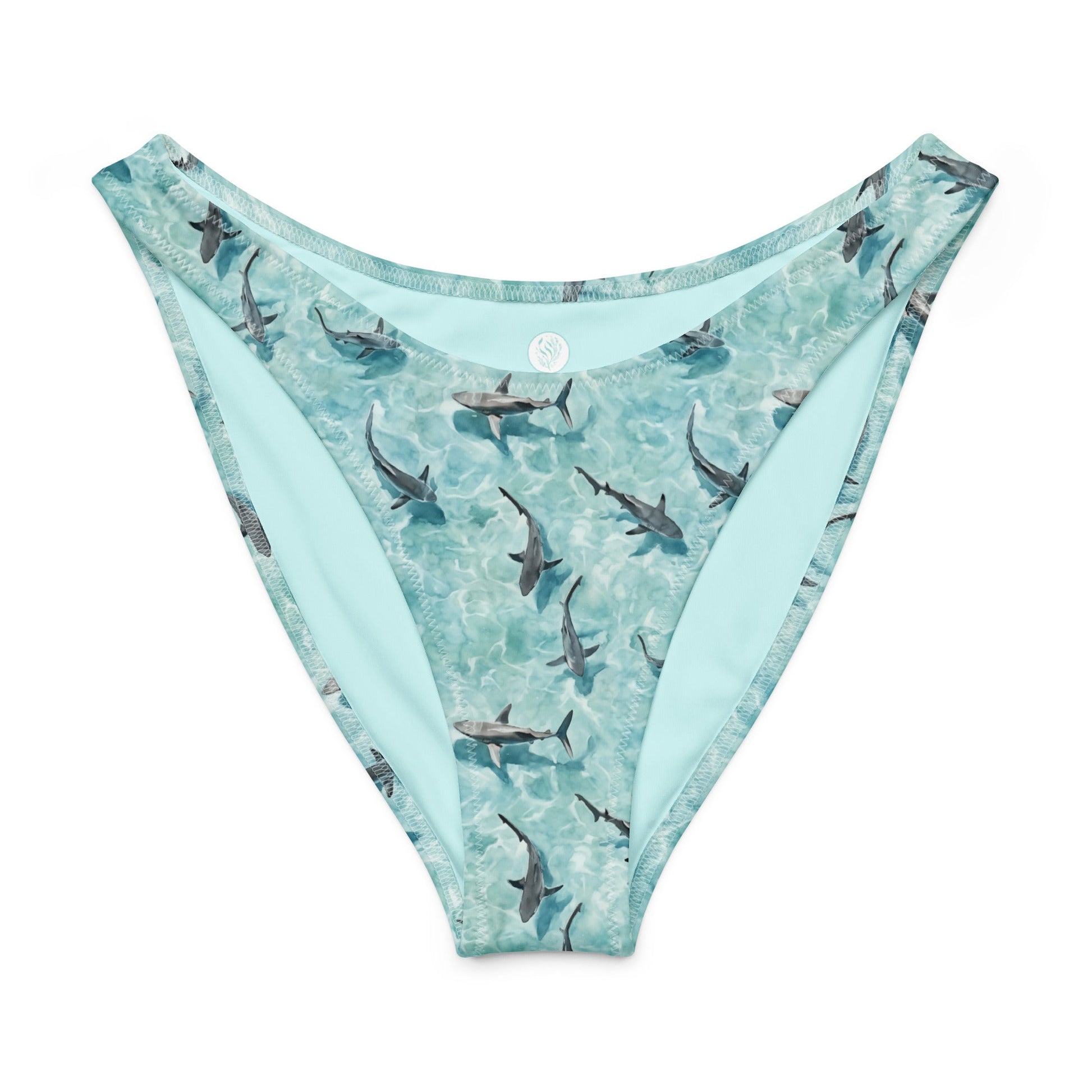 Salinity Swimwear Shark Watch Eco High - Leg Cheeky Bikini Bottom Bikini Bottom