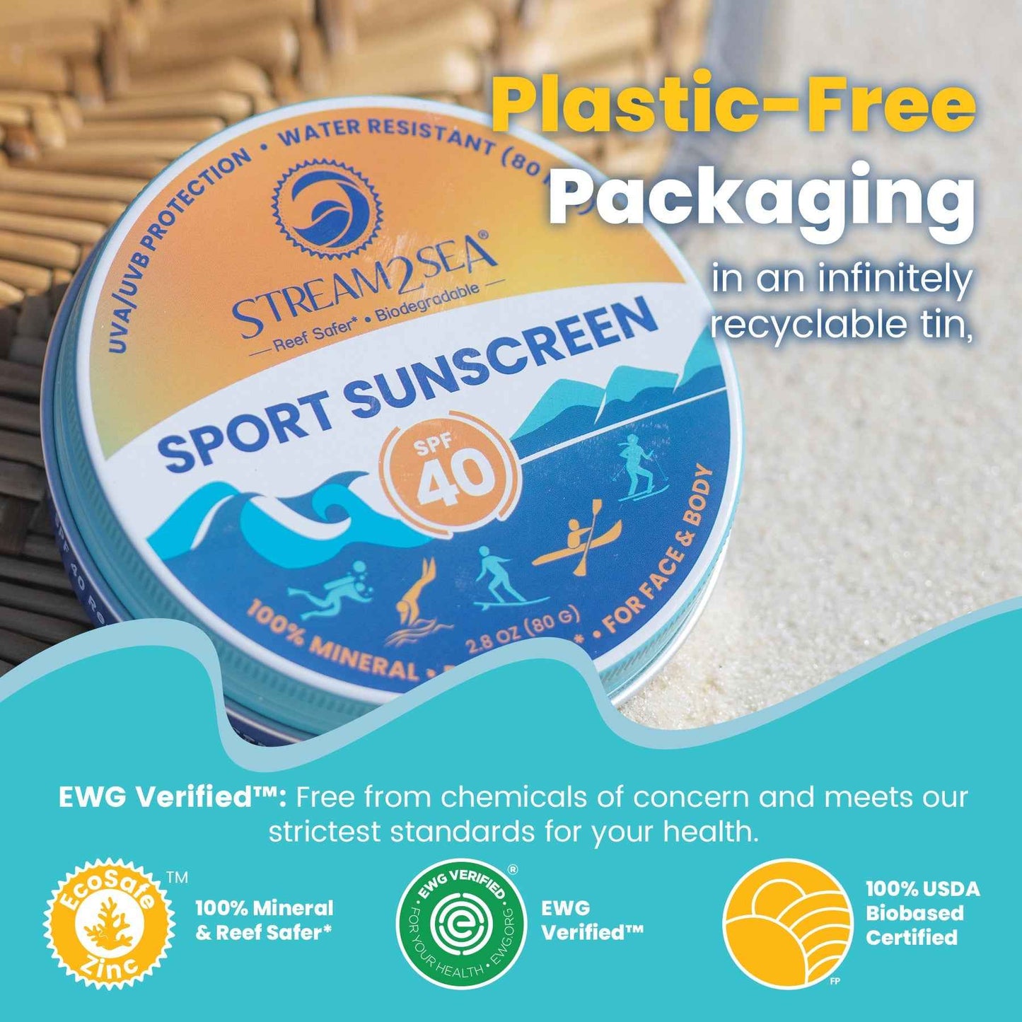 Salinity Swimwear SPF 40 Sport Sunscreen Zinc Balm simple