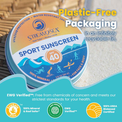 Salinity Swimwear SPF 40 Sport Sunscreen Zinc Balm simple