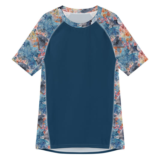 Salinity Swimwear Spotted Eagle Ray Men’s Short Sleeve Swim Shirt Rash Guard