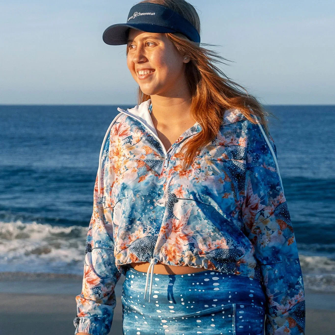 Spotted Eagle Ray Women’s cropped Windbreaker - Salinity Swimwear
