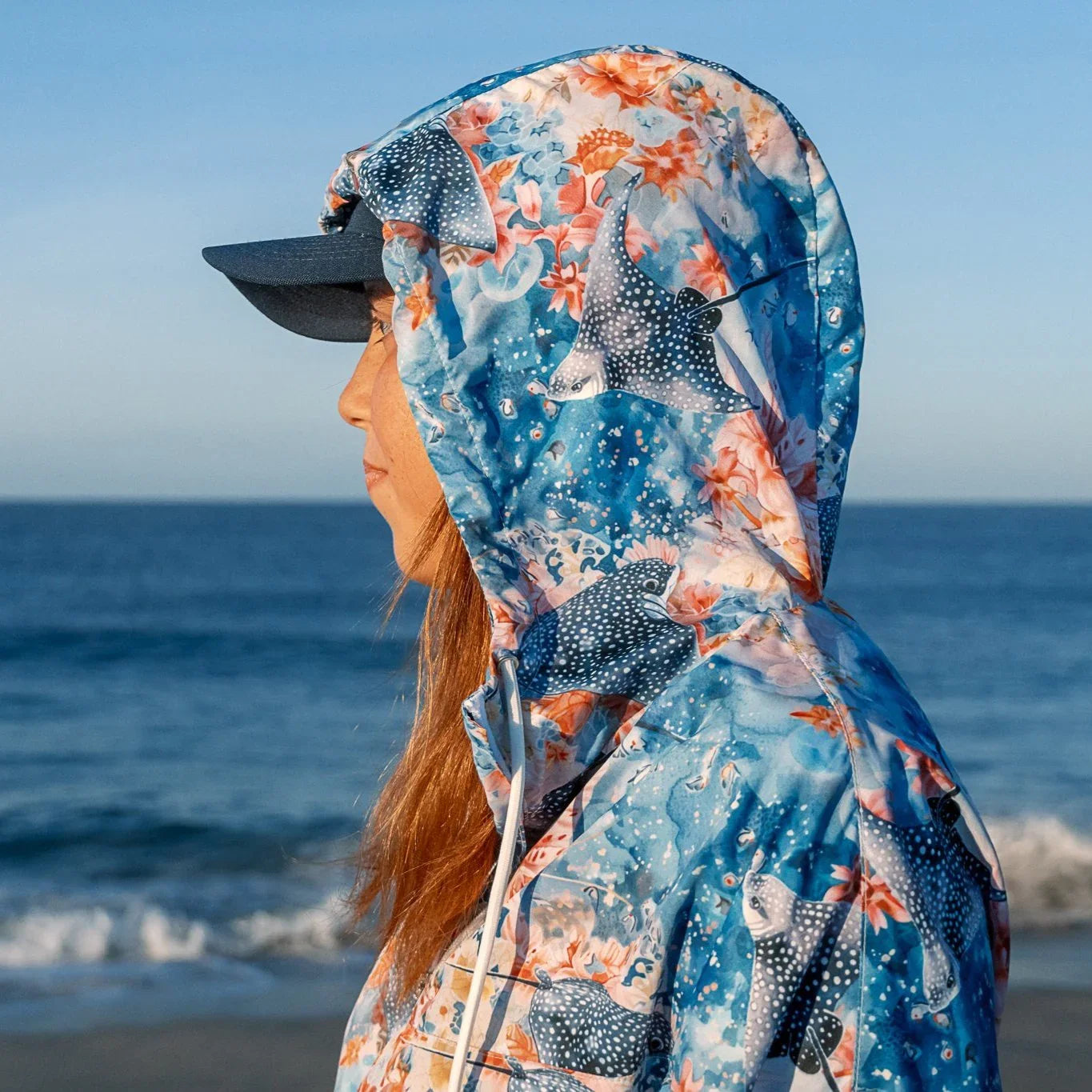 Spotted Eagle Ray Women’s cropped Windbreaker - Salinity Swimwear