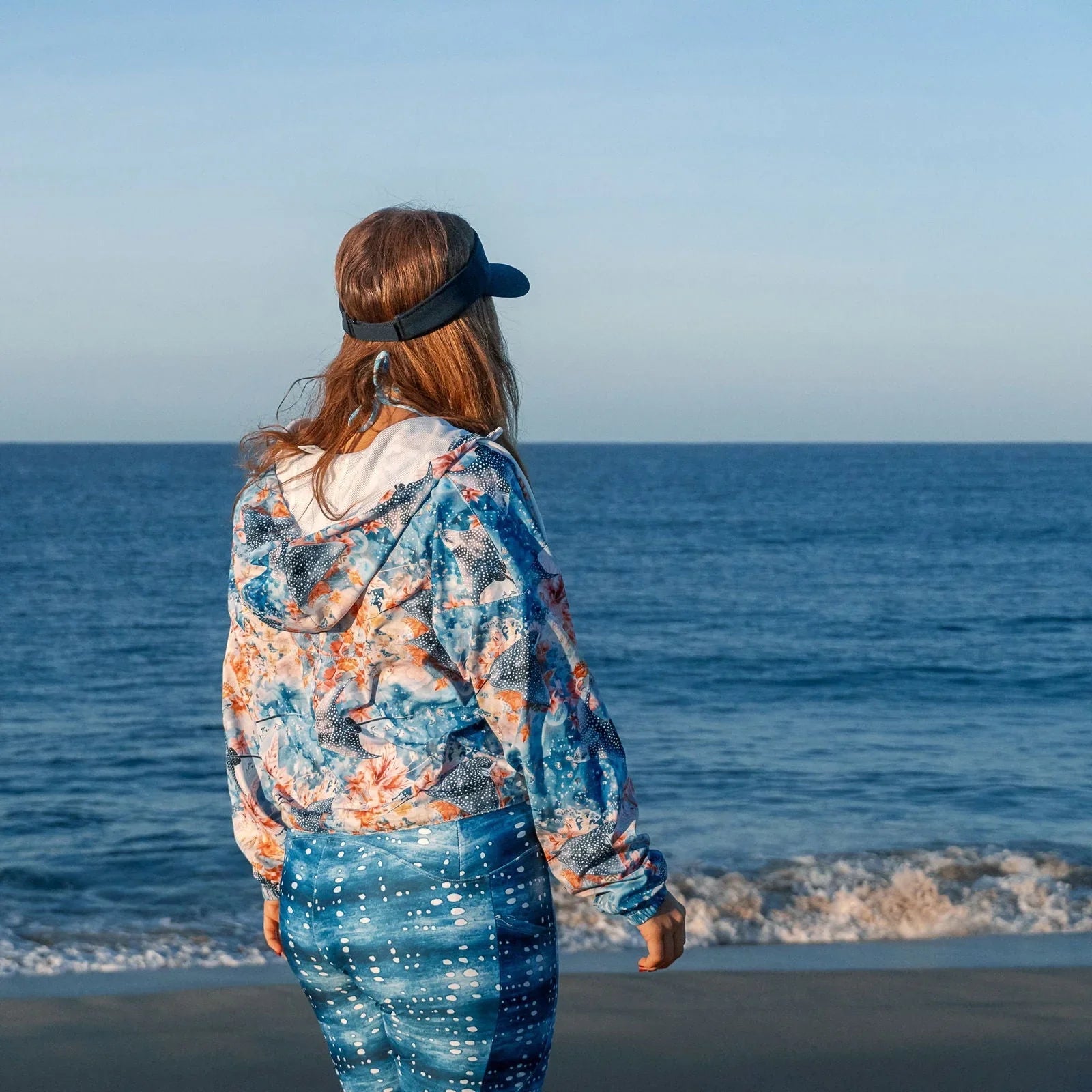 Spotted Eagle Ray Women’s cropped Windbreaker - Salinity Swimwear