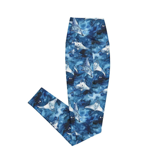 Starry Manta Ray Eco Swim Leggings With Pockets - Salinity Swimwear