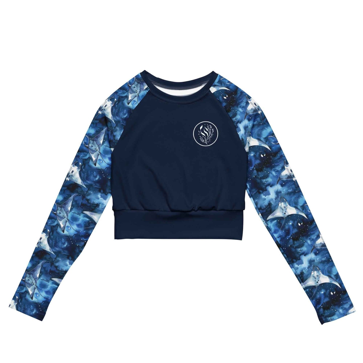 Salinity Swimwear Starry Manta Ray Long Sleeve Eco Cropped Rash Guard Solid Cropped Rash Guard