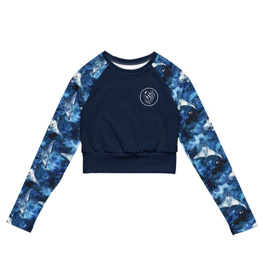 Salinity Swimwear Starry Manta Ray Long Sleeve Eco Cropped Rash Guard Solid Cropped Rash Guard