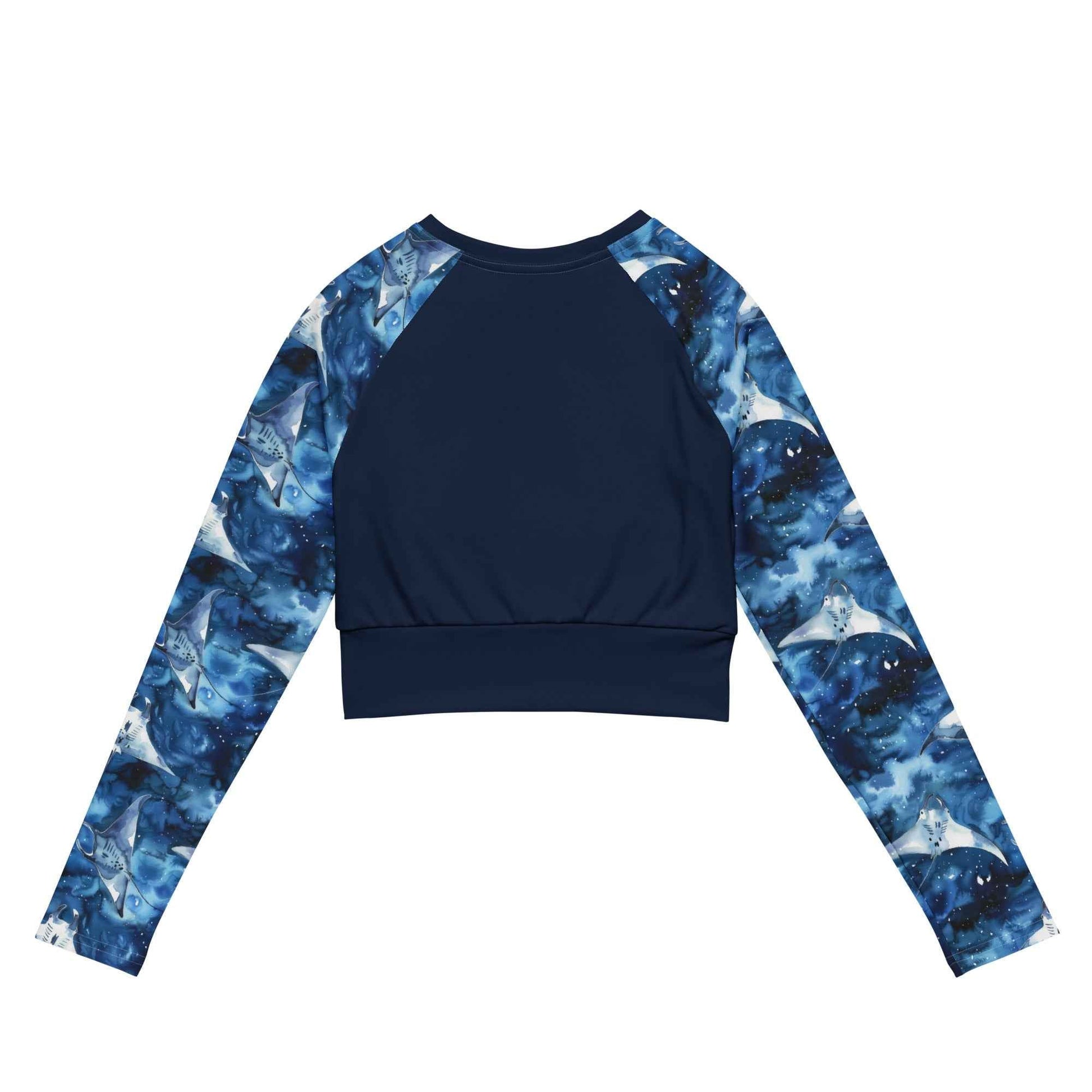 Salinity Swimwear Starry Manta Ray Long Sleeve Eco Cropped Rash Guard Solid Cropped Rash Guard