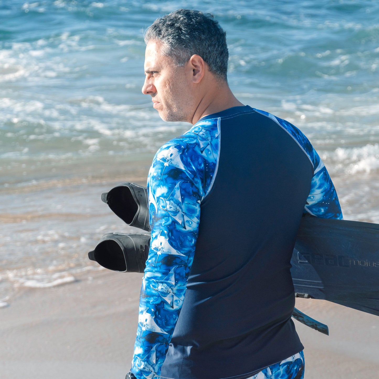 Salinity Swimwear Starry Manta Ray Men's Rash Guard Rash Guard