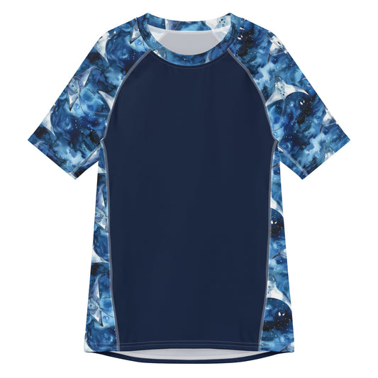 Salinity Swimwear Starry Manta Ray Men’s Short Sleeve Swim Shirt Rash Guard