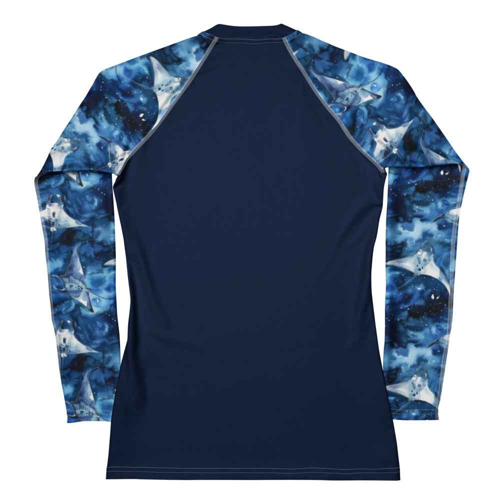 Salinity Swimwear Starry Manta Ray Women's Rash Guard Solid Rash Guard