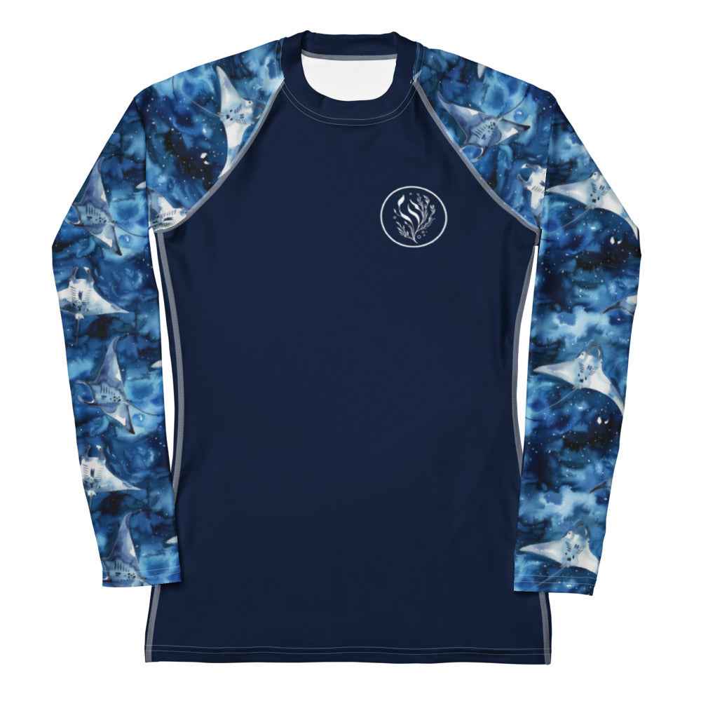 Salinity Swimwear Starry Manta Ray Women's Rash Guard Solid Rash Guard