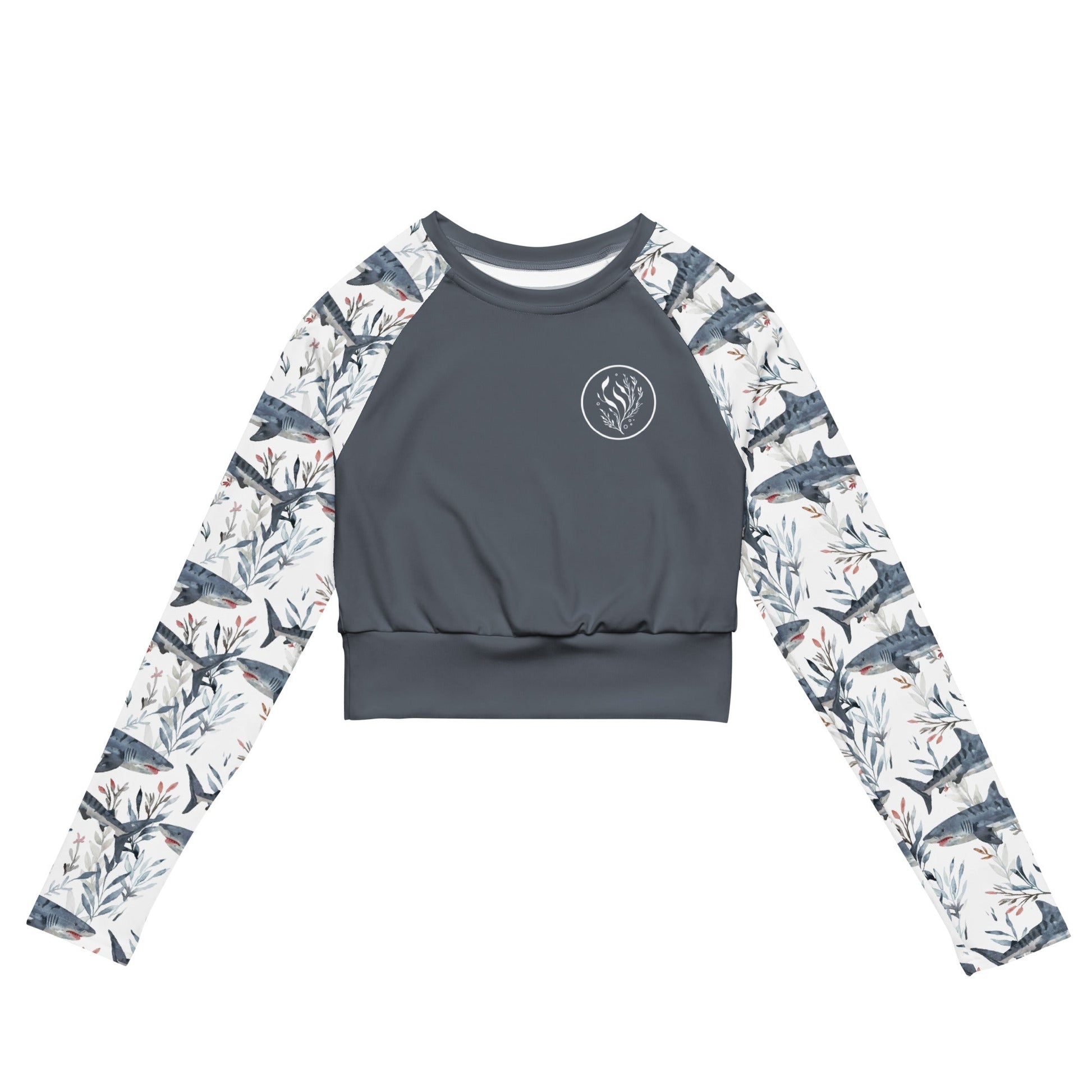 Salinity Swimwear Tiger Shark Bloom Long Sleeve Eco Cropped Rash Guard Solid Cropped Rash Guard