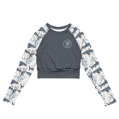 Salinity Swimwear Tiger Shark Bloom Long Sleeve Eco Cropped Rash Guard Solid Cropped Rash Guard