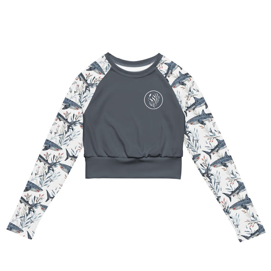 Salinity Swimwear Tiger Shark Bloom Long Sleeve Eco Cropped Rash Guard Solid Cropped Rash Guard