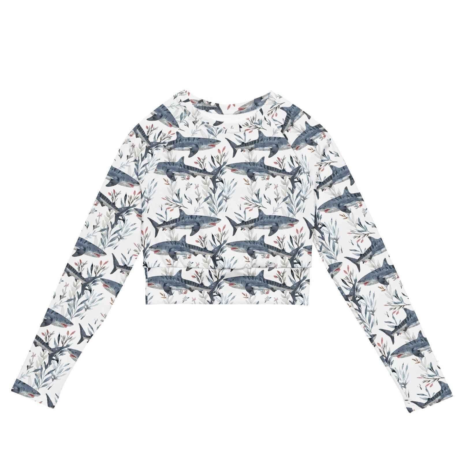 Tiger Shark Bloom Long Sleeve Eco Cropped Rash Guard - Salinity Swimwear