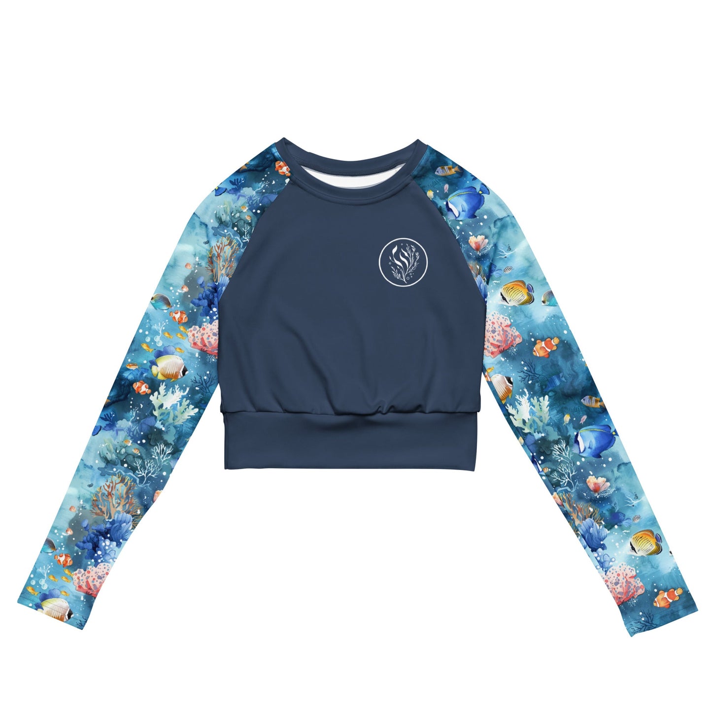 Salinity Swimwear Tropical Reef Fish Eco Cropped Rash Guard Solid Cropped Rash Guard