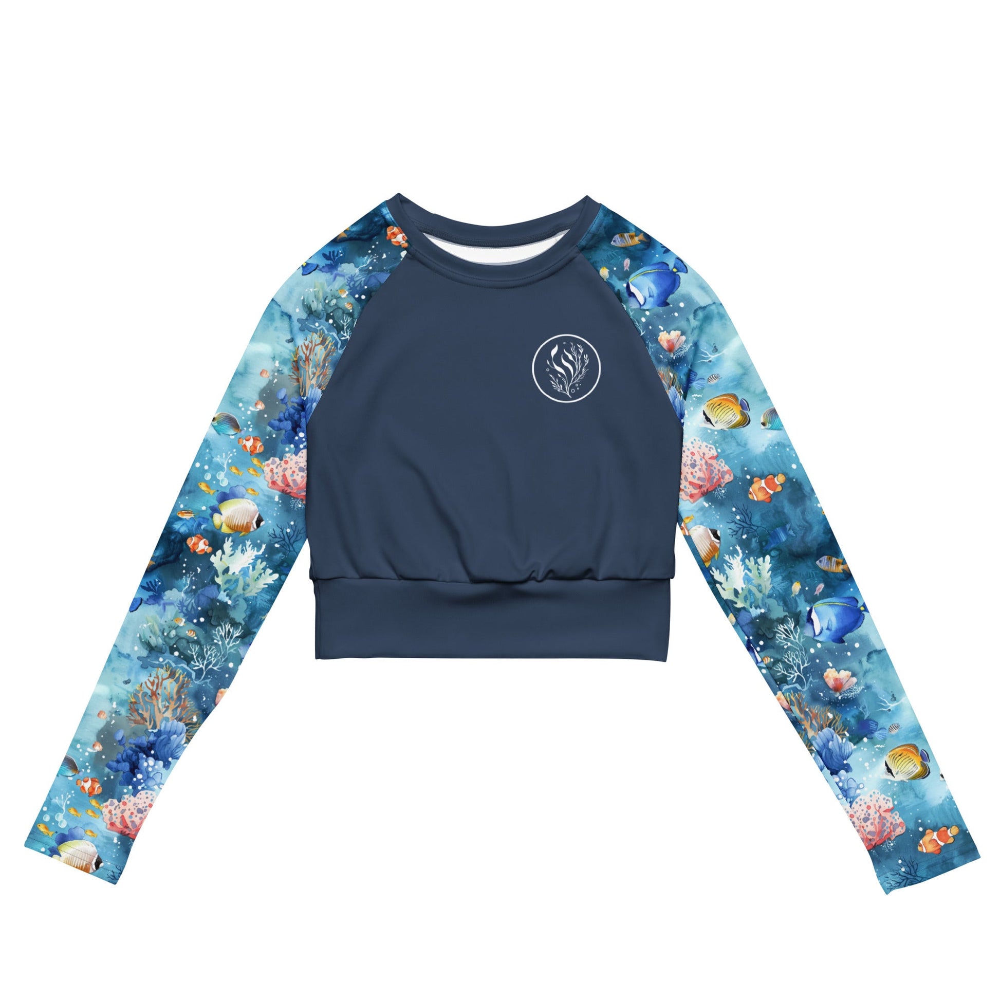 Salinity Swimwear Tropical Reef Fish Eco Cropped Rash Guard Solid Cropped Rash Guard