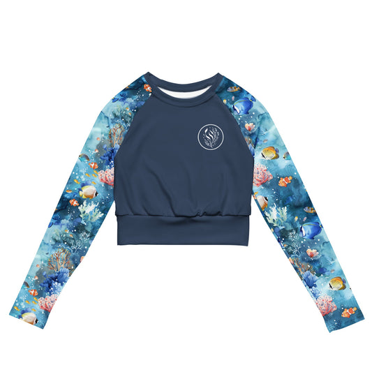 Salinity Swimwear Tropical Reef Fish Eco Cropped Rash Guard Solid Cropped Rash Guard