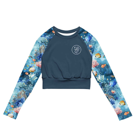 Salinity Swimwear Tropical Reef Fish Long Sleeve Eco Cropped Rash Guard Solid Cropped Rash Guard