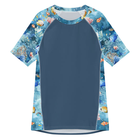 Salinity Swimwear Tropical Reef Fish Men’s Short Sleeve Swim Shirt Rash Guard
