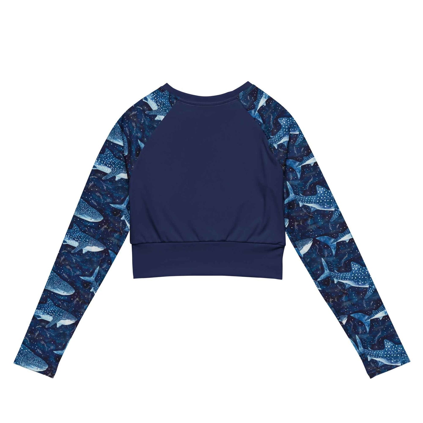 Salinity Swimwear Whale Shark Dream Long Sleeve Eco Cropped Rash Guard Solid Cropped Rash Guard