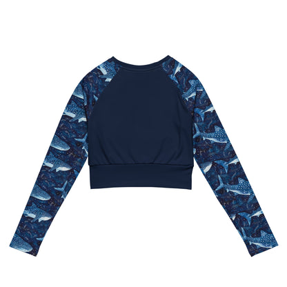 Salinity Swimwear Whale Shark Dream Long Sleeve Eco Cropped Rash Guard Solid Cropped Rash Guard