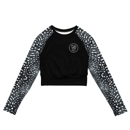 Salinity Swimwear Whale Shark Mosaic B&W Eco Cropped Rash Guard Solid Cropped Rash Guard