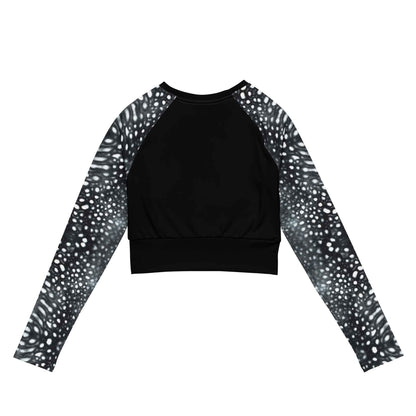 Salinity Swimwear Whale Shark Mosaic B&W Eco Cropped Rash Guard Solid Cropped Rash Guard