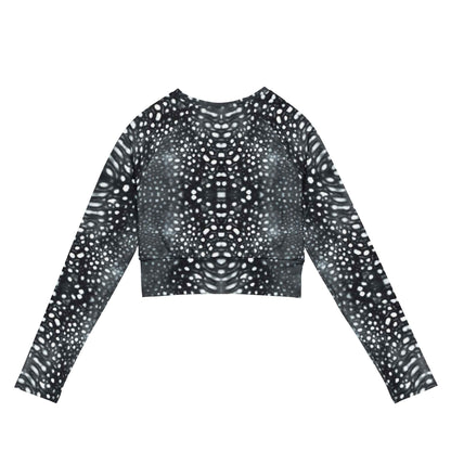 Salinity Swimwear Whale Shark Mosaic B&W Eco Cropped Rash Guard Cropped Rash Guard