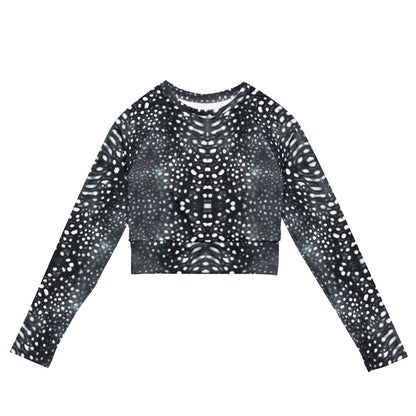 Salinity Swimwear Whale Shark Mosaic B&W Eco Cropped Rash Guard Cropped Rash Guard