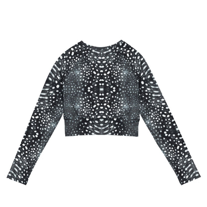Salinity Swimwear Whale Shark Mosaic B&W Eco Cropped Rash Guard Cropped Rash Guard