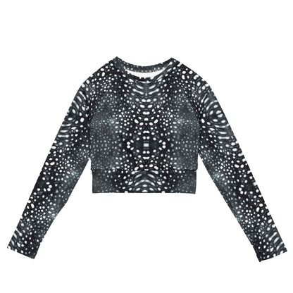 Salinity Swimwear Whale Shark Mosaic B&W Eco Cropped Rash Guard Cropped Rash Guard