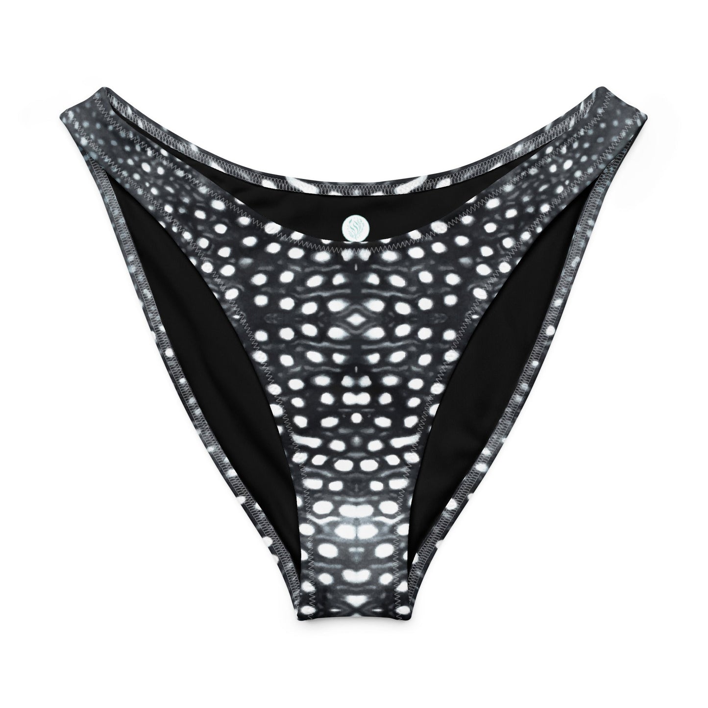 Salinity Swimwear Whale Shark Mosaic B&W Eco High - Leg Cheeky Bikini Bottom Bikini Bottom