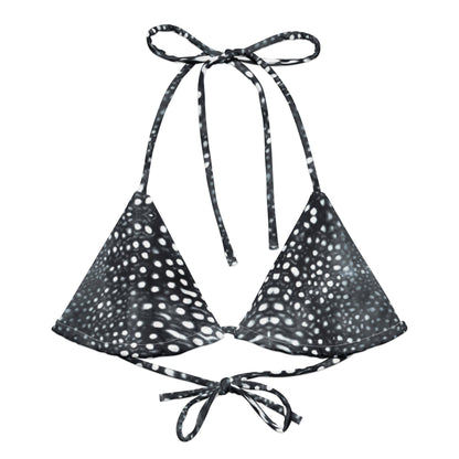 Salinity Swimwear Whale Shark Mosaic B&W Eco String Bikini Top Bikini Top