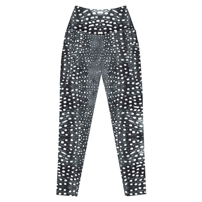Salinity Swimwear Whale Shark Mosaic B&W Eco Swim Leggings With Pockets Leggings