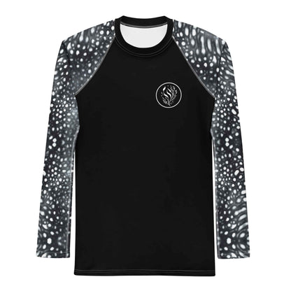 Salinity Swimwear Whale Shark Mosaic B&W Men's Rash Guard Rash Guard