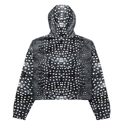 Salinity Swimwear Whale Shark Mosaic B&W Women’s Cropped Windbreaker Windbreaker