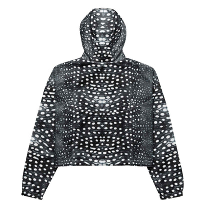 Salinity Swimwear Whale Shark Mosaic B&W Women’s Cropped Windbreaker Windbreaker