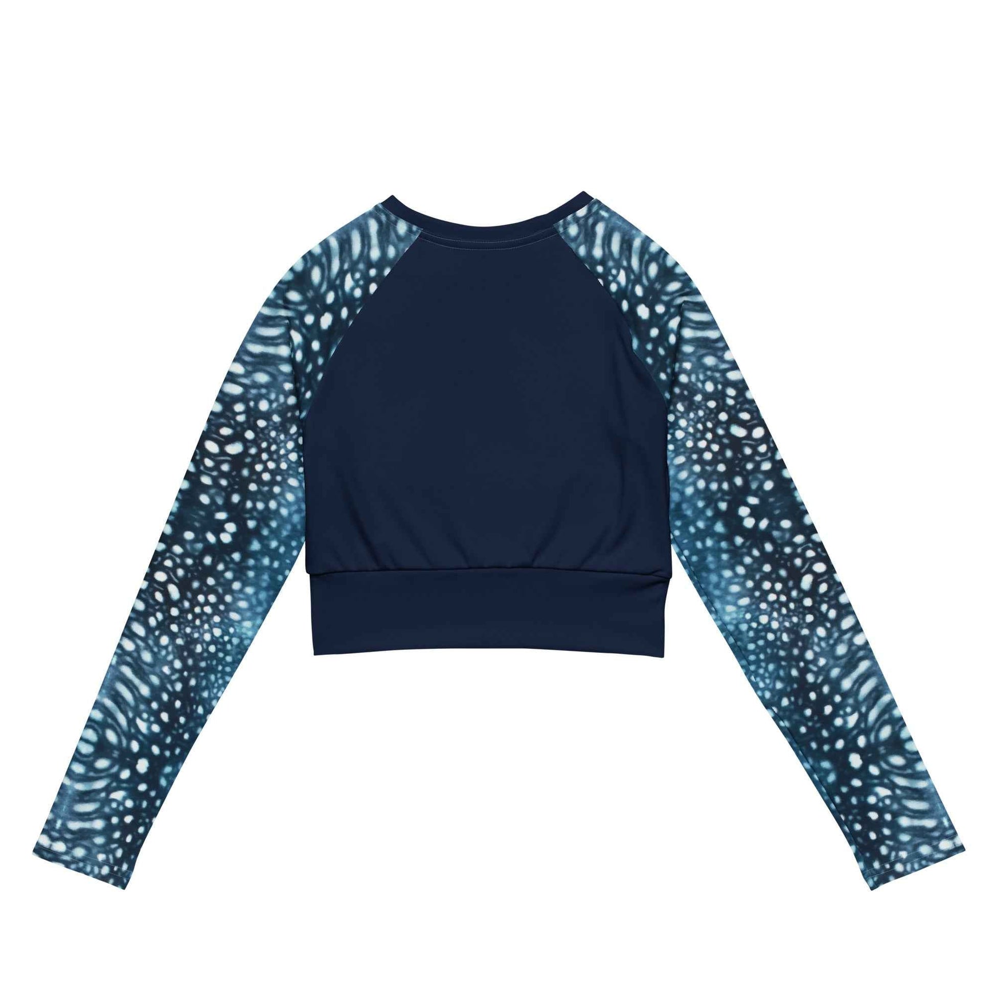 Salinity Swimwear Whale Shark Mosaic Long Sleeve Eco Cropped Rash Guard Solid Cropped Rash Guard