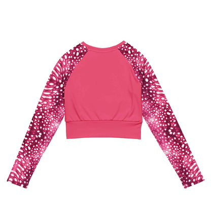 Salinity Swimwear Whale Shark Mosaic Pink Eco Cropped Rash Guard Solid Cropped Rash Guard