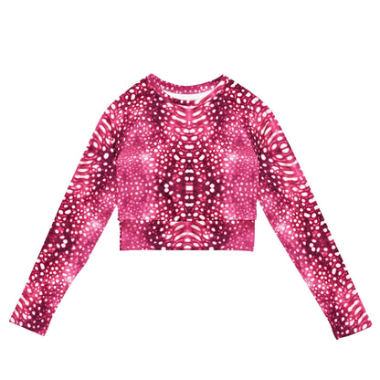 Salinity Swimwear Whale Shark Mosaic Pink Eco Cropped Rash Guard Cropped Rash Guard